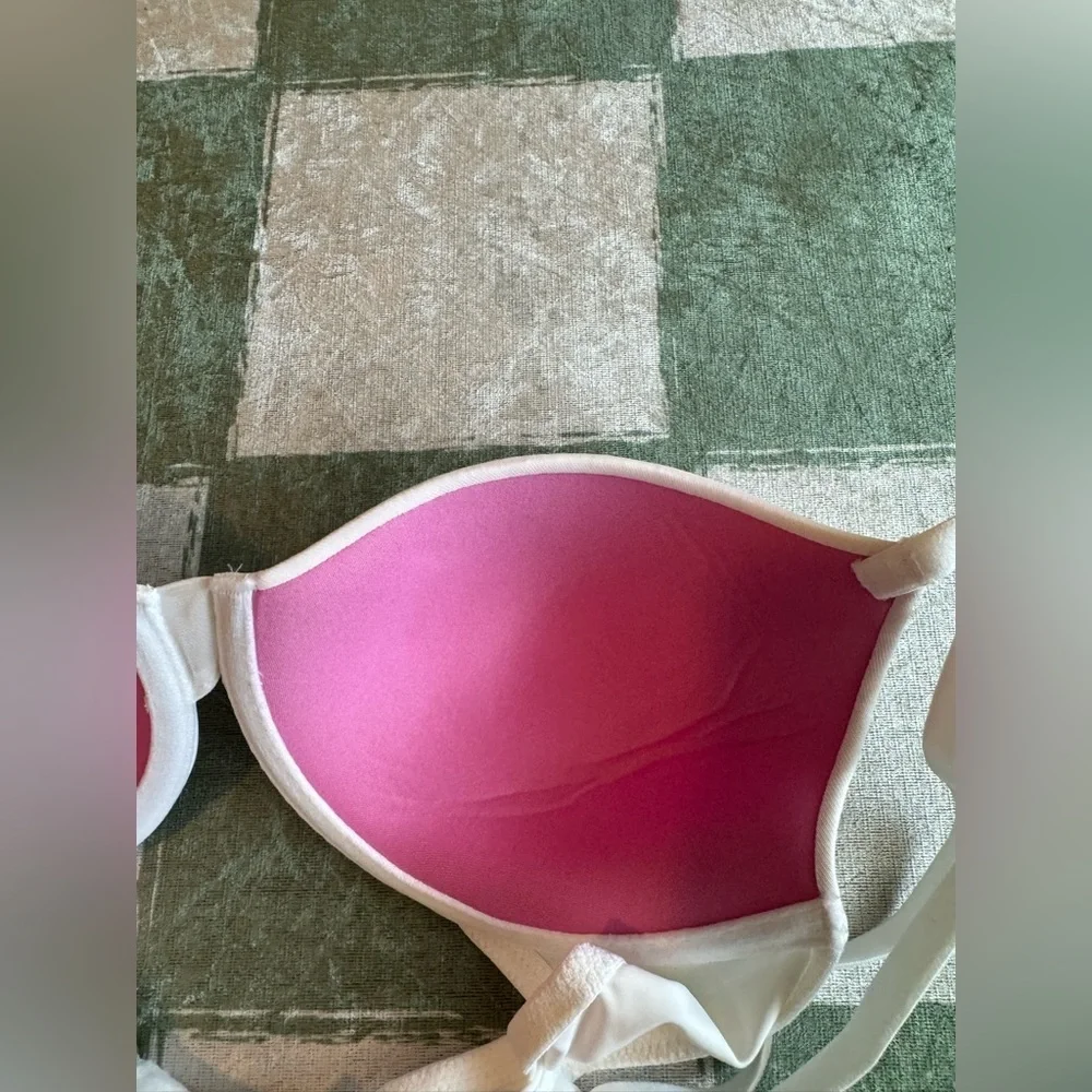NWT Pink White Bra with Hot Pink Lining Size 34C